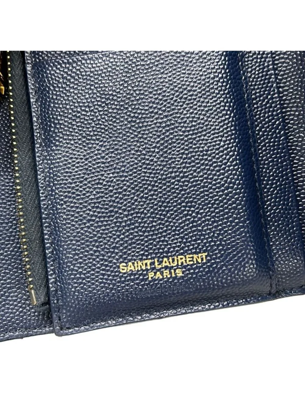 Saint Laurent Paris Navy Leather Wallet
